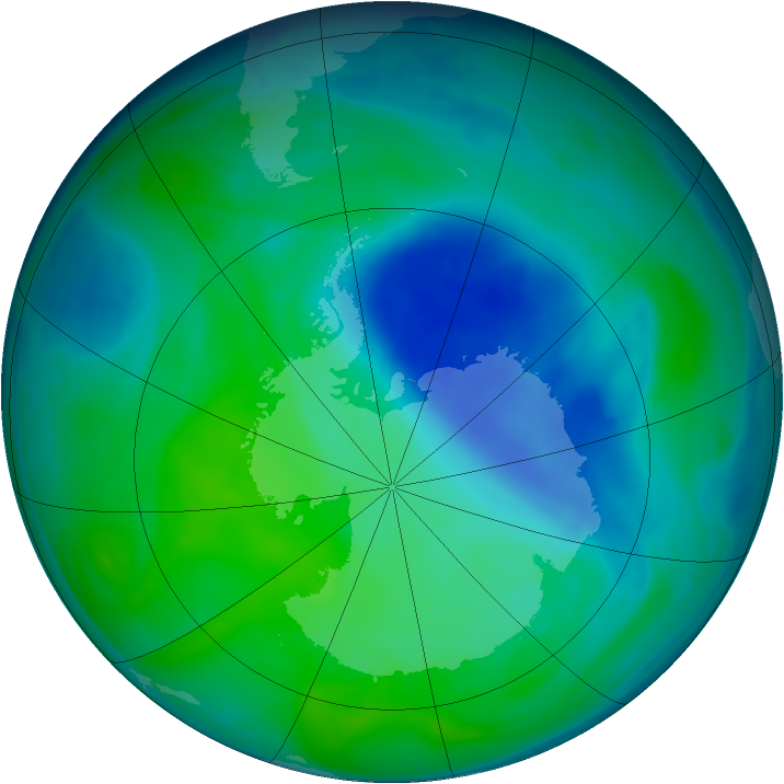 Antarctic ozone map for 14 December 2006